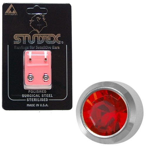 Birthstone Studs - Mini Bezel S/S - July / Ruby